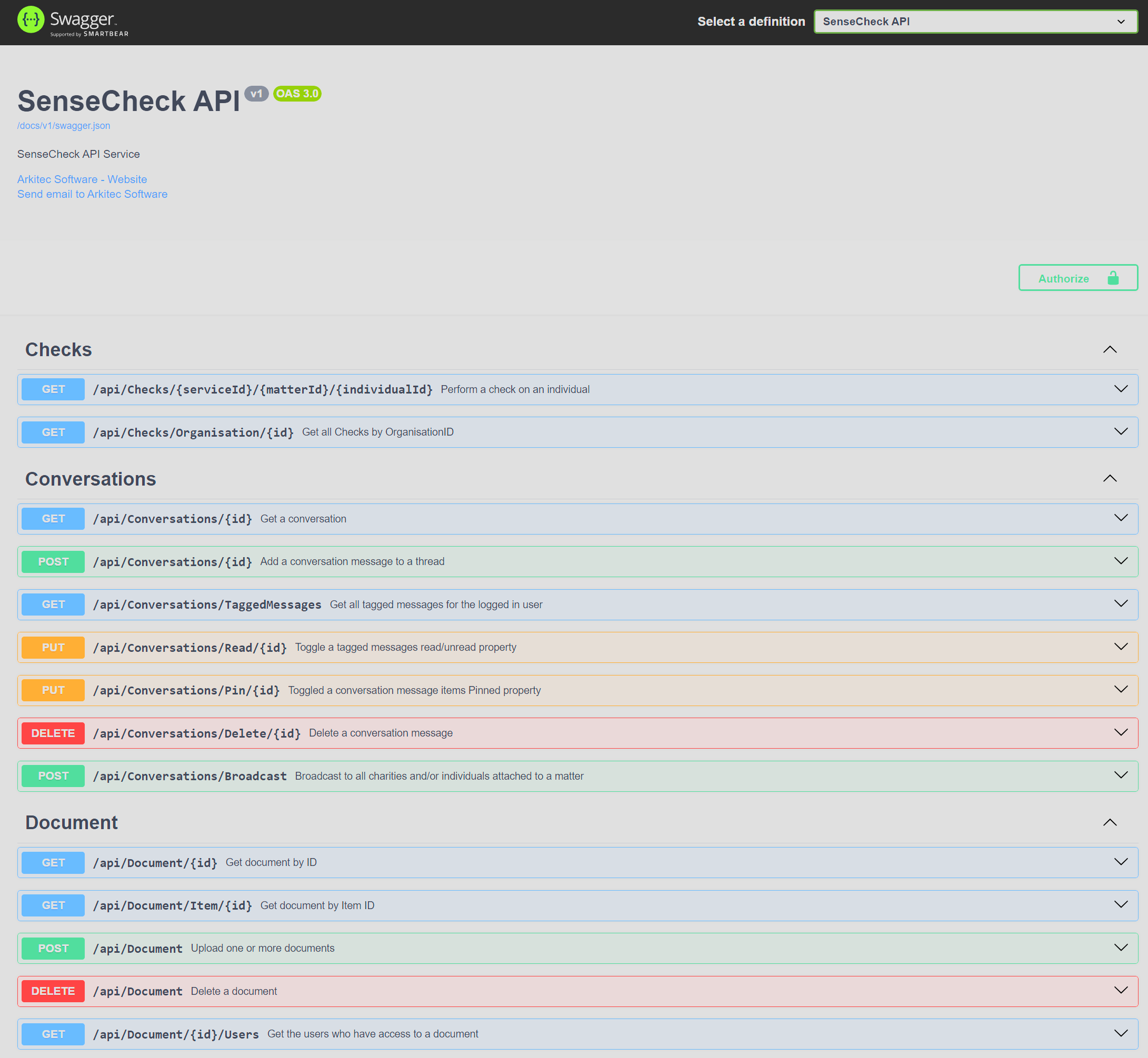 SenseCheck API background