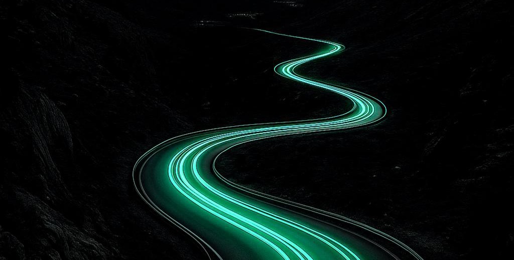 SenseCheck team abstract representation of growth showing a road with light trails
